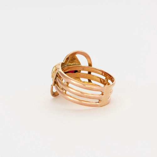 Bague 64 Bague or bicolore motif serpent et grenats 58 Facettes AB44