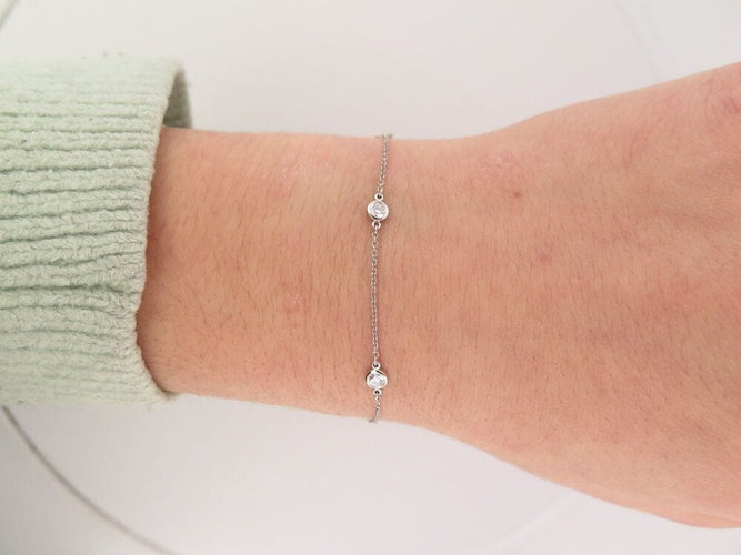 Bracelet bracelet TIFFANY & CO  by the yard en platine 5 diamants 1 ct 58 Facettes 265942