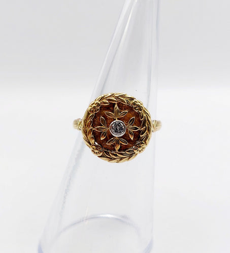 Bague 51 Bague art deco or jaune 18k diamant et couronne de lauriers (circa 1920) 58 Facettes A06161