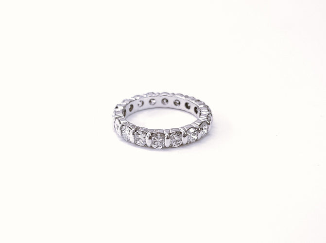 Bague 57.5 Alliance diamant or blanc 58 Facettes ALL.CHIROL-1125
