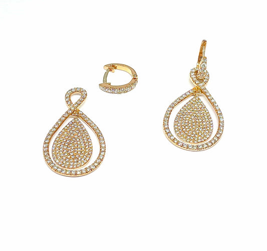 Boucles d'oreilles Boucles d’oreilles "Edouard Nahum" 2 en 1 en or rose 18 carats et diamants 58 Facettes