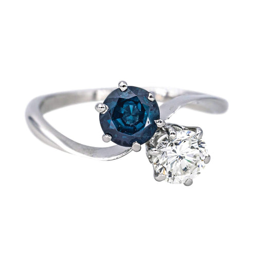 52 Bague Toi et moi  Or blanc Diamant, Saphir 58 Facettes 4578562RV