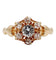 Bague 48.5 Bague marguerite antique or rose ornée d'un diamant entouré de diamant et épaulé de petits cœurs 58 Facettes A04895