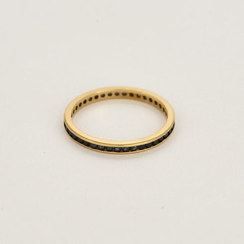 Bague 59.5 Alliance en or jaune et saphirs 58 Facettes CHAL01932