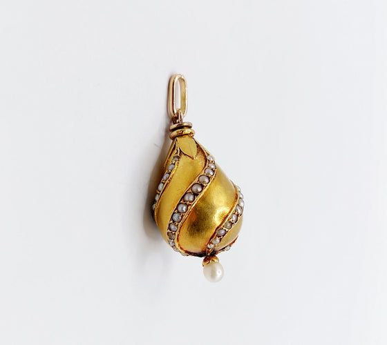 Pendentif Pendentif antique or 18k pampille et perles (circa 1900) 58 Facettes A05588