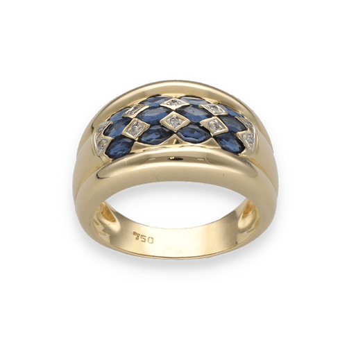 Bague 55 Bague or jaune saphirs diamants brillants 58 Facettes