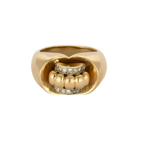 Bague 59 Bague Tank en or jaune en blanc, diamants 58 Facettes VIL0912