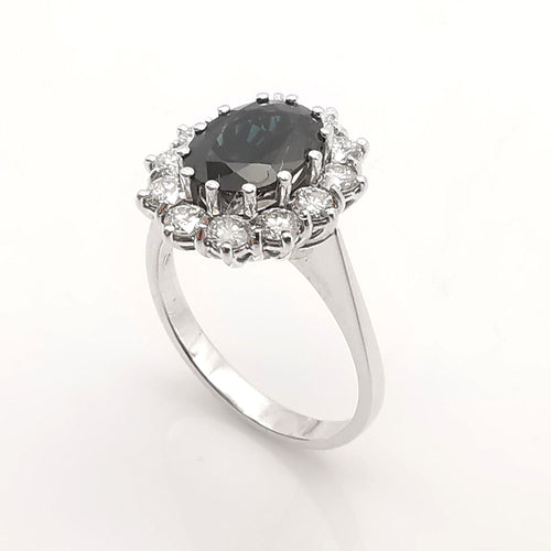 Bague 54 Bague marguerite or blanc saphir et diamants 58 Facettes