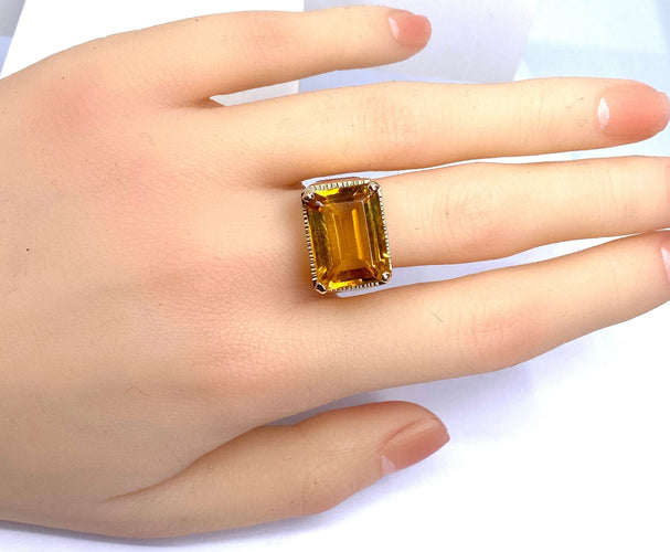 Bague 56 Bague en or jaune, topaze jaune 58 Facettes AB612