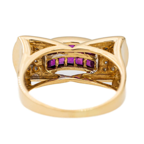 Bague 54 Bague Tank Or jaune Rubis, Diamant 58 Facettes 2820738CN