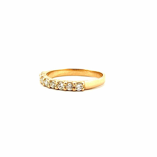 Bague 55 Demi alliance en diamants or jaune 58 Facettes
