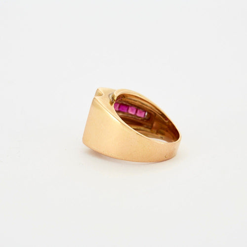 Bague 55 Bague Tank Or jaune Rubis 58 Facettes
