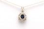 Pendentif Pendentif contemporain en or blanc 18 carats serti d'un saphir et de diamants "taille" brillant (+-0.3ct) 58 Facettes 21989