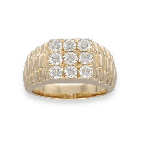 Bague 59 Bague chevaliere en or jaune 18K sertie de 1,00 ct de diamants brillants K-VS - Taille 59 58 Facettes FB09348