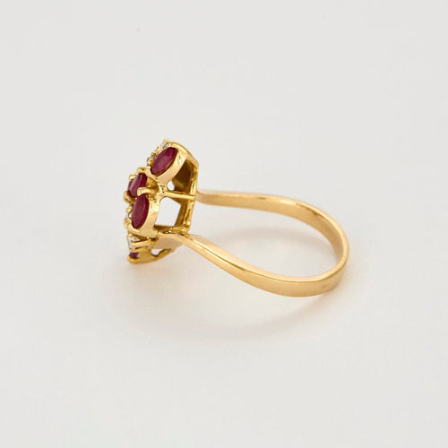 Bague 56 Bague or jaune, rubis et diamants 58 Facettes PAL32242