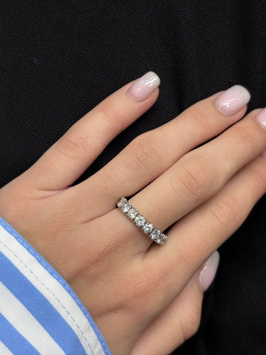 Bague 54 Alliance tour complet or blanc et diamants 2,7 carats 58 Facettes 775