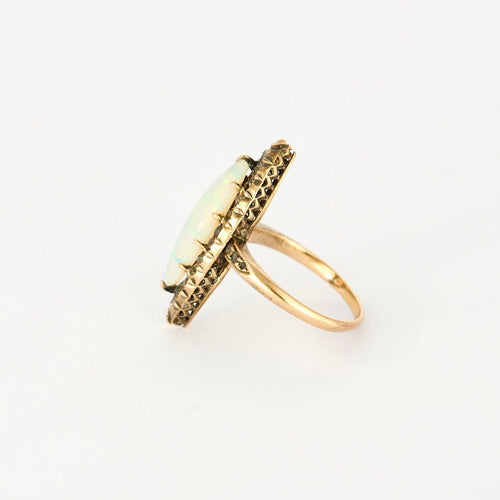 Bague 48 Bague marquise or rose et argent, opale et diamants 58 Facettes GU226