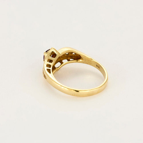 Bague 55 Bague or jaune rubis diamants 58 Facettes LP1242/10