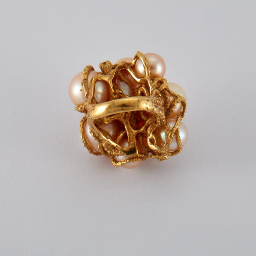 Bague 54 Bague Cocktail Perles Diamants 58 Facettes FL249