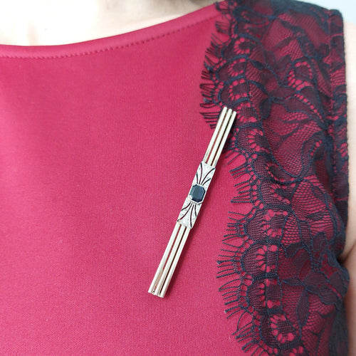 Broche broche barrette art deco, or , platine, saphir et diamants 58 Facettes 59