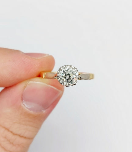 Bague 58 Bague solitaire art deco or jaune diamant taille ancienne 58 Facettes A04994