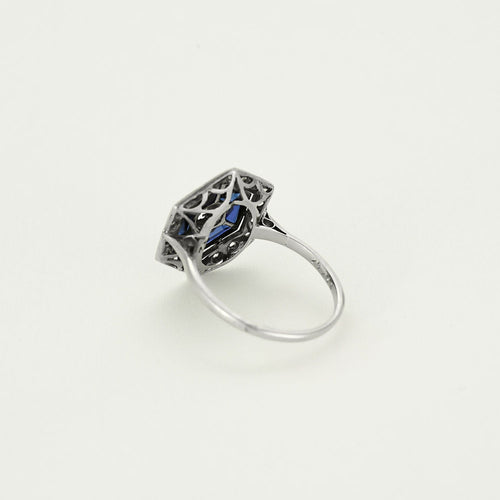 Bague 54,5 Bague Art déco en platine et or blanc, diamants et saphirs 58 Facettes 250356