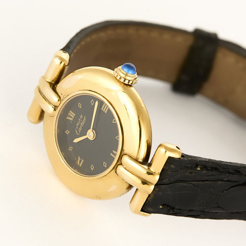 Montre CARTIER - Montre Modèle Colisée Must en argent plaqué or cadran noir chiffres romains 58 Facettes