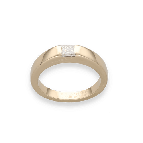 Bague 51 Bague Cartier Tank - Or jaune 18K avec diamant princesse 0,25 ct - 1997 - Taille 51 58 Facettes FB10558
