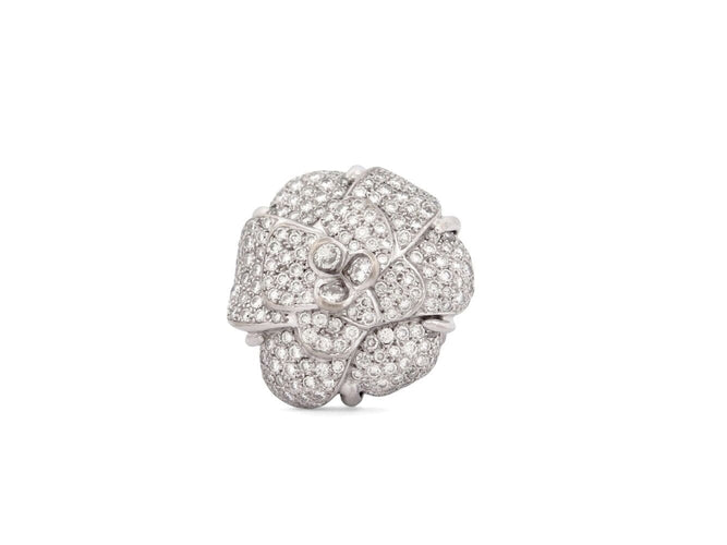 Bague 53 bague cocktail camelia t53 sertie de 188 diamants 4.12ct or blanc 18k 27.5g 58 Facettes 270127