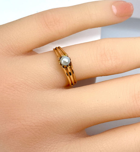 Bague 49 Bague en or rose perle fine vers 1900 58 Facettes AB663