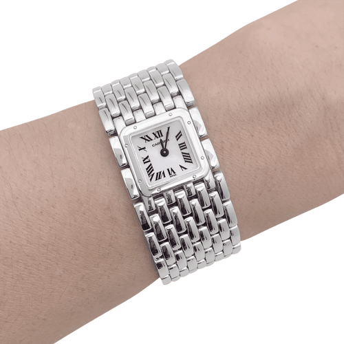 Montre Montre Cartier "Panthère ruban" en acier et nacre. 58 Facettes 34465