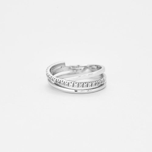 Bague 55 Bague croisée pavée de diamants 58 Facettes 2505