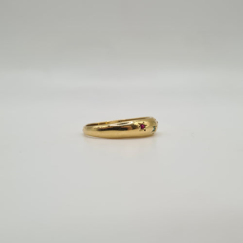 Bague 58 Bague or jaune sertie pierres colorées 58 Facettes
