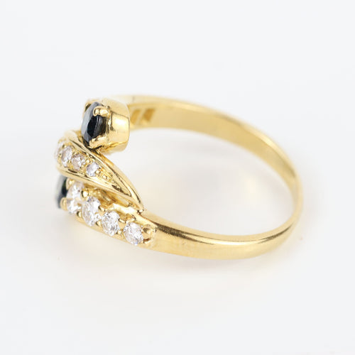 Bague 55 Bague vintage en or jaune 18 carats avec diamants et saphirs 58 Facettes 131144