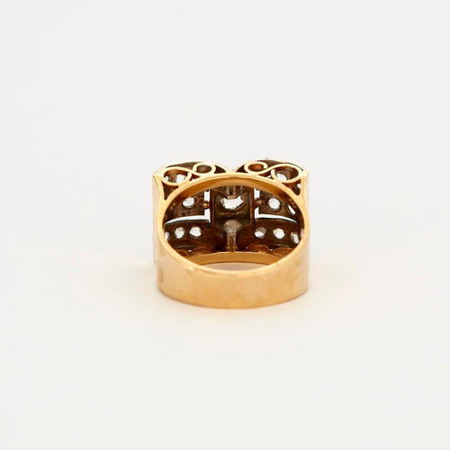 Bague 51 Bague Tank or gris et jaune avec diamants 58 Facettes GU59