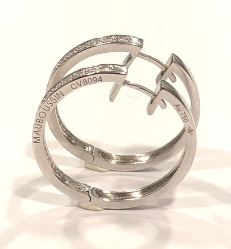 Boucles d'oreilles Créoles Mauboussin or blanc et diamants 58 Facettes