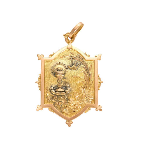 Pendentif Médaille de cpmmunion en or jaune 58 Facettes NAR05413