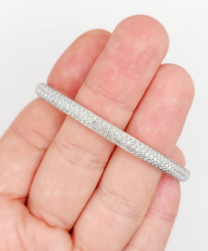 Bracelet Bracelet jonc or blanc 18k et 2,80 carats de diamants, vintage, art deco 58 Facettes A06114