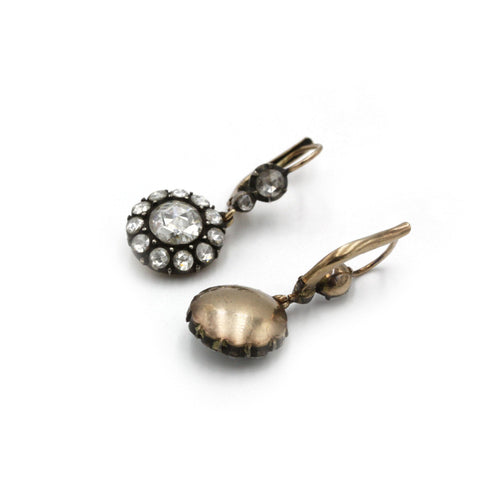 Boucles d'oreilles Boucles d'oreilles ancienne XIXe avec diamants tailles rose 58 Facettes 1224