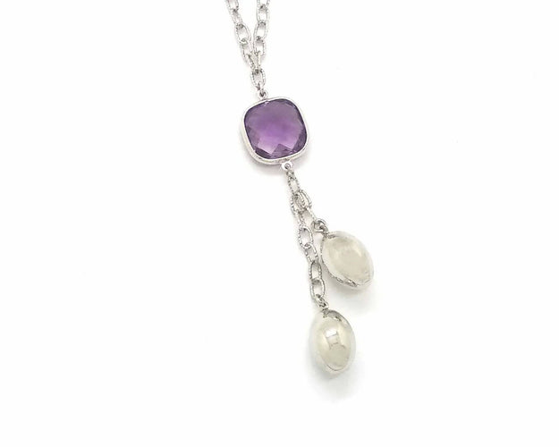 Collier Collier en or blanc avec améthyste 58 Facettes 6581
