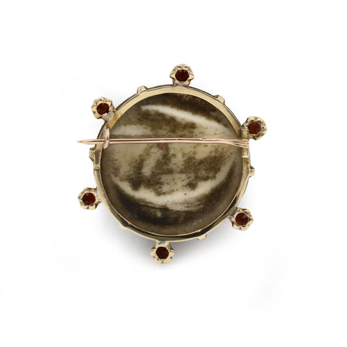 Broche Broche Double Portrait - Or, Grenats, Camée Os 58 Facettes 250059SP