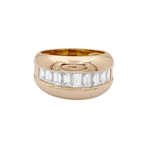 Bague Bague Cartier, "Odin", or jaune, diamants taille émeraudes. 58 Facettes 34672
