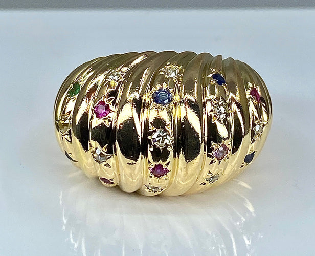 Bague Bague en or jaune 18 carats et pierres précieuses 58 Facettes AB327