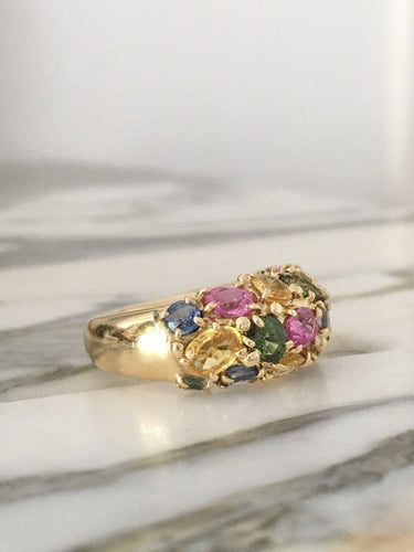 Bague 54 CHAUMET - Bague Tutti-Frutti en or jaune, saphirs 58 Facettes