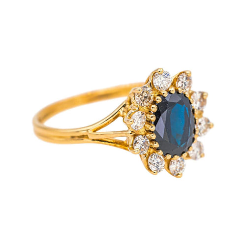 Bague 55 Bague Marguerite  Or jaune Saphir, Diamant 58 Facettes 4712457CN