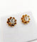 Puces d'oreilles antique or rose 18k fleurs et diamants taille roses (circa 1880 58 Facettes A06248