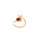 Bague 51 Bague Toi et Moi en or jaune sertie de perle de culture et d'une friedelite rouge 58 Facettes LP1167