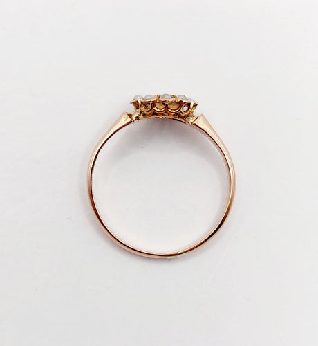 Bague 51.5 Bague marguerite or rose, diamant et perles (circa 1900) 58 Facettes A06283