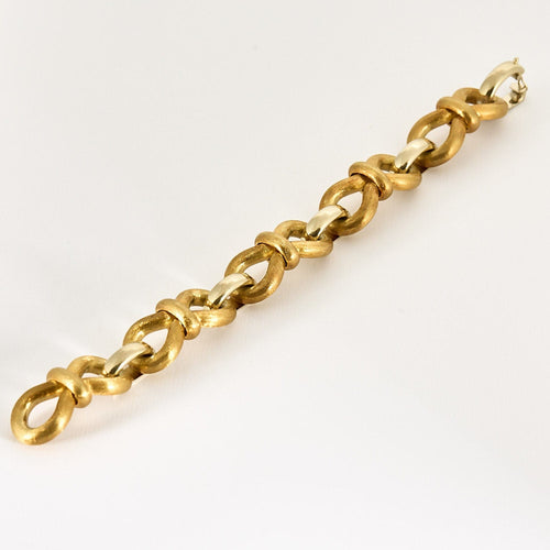 Bracelet souple en or jaune brossé et or gris