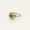 Bague marguerite en or jaune, diamants et rubis